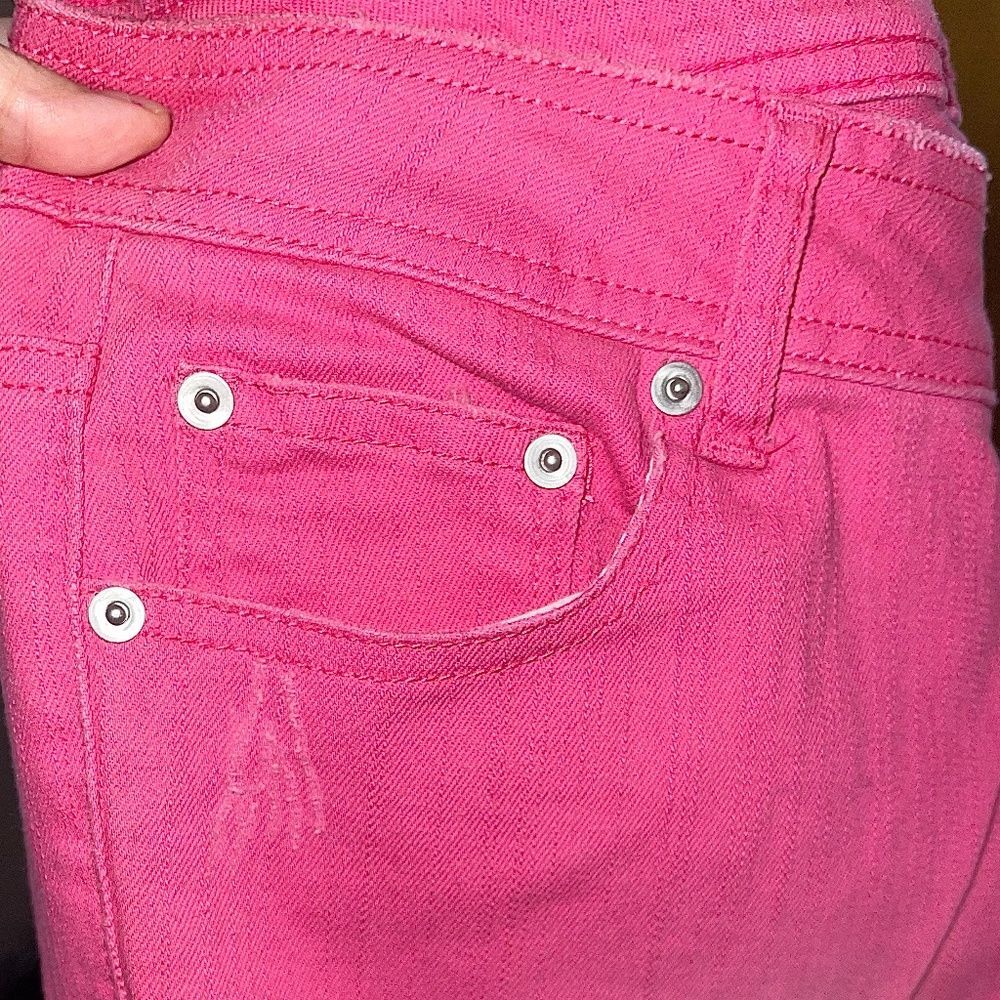 Barbiecore Hot Pink Skinny Jeans Straight Leg Stretchy Low-Rise VTG Juniors 11 - Picture 8 of 9